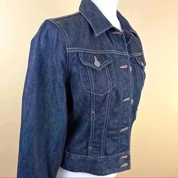Lucky Brand Classic Dark Wash Button Down Western Denim Jean Jacket Size S - Picture 6 of 13